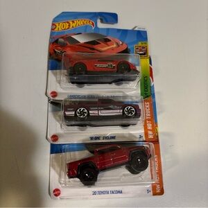 Lot Of Three Hot wheels Cars Lamborghini, 91 GMC Syclone, And “20 Toyota Tacoma